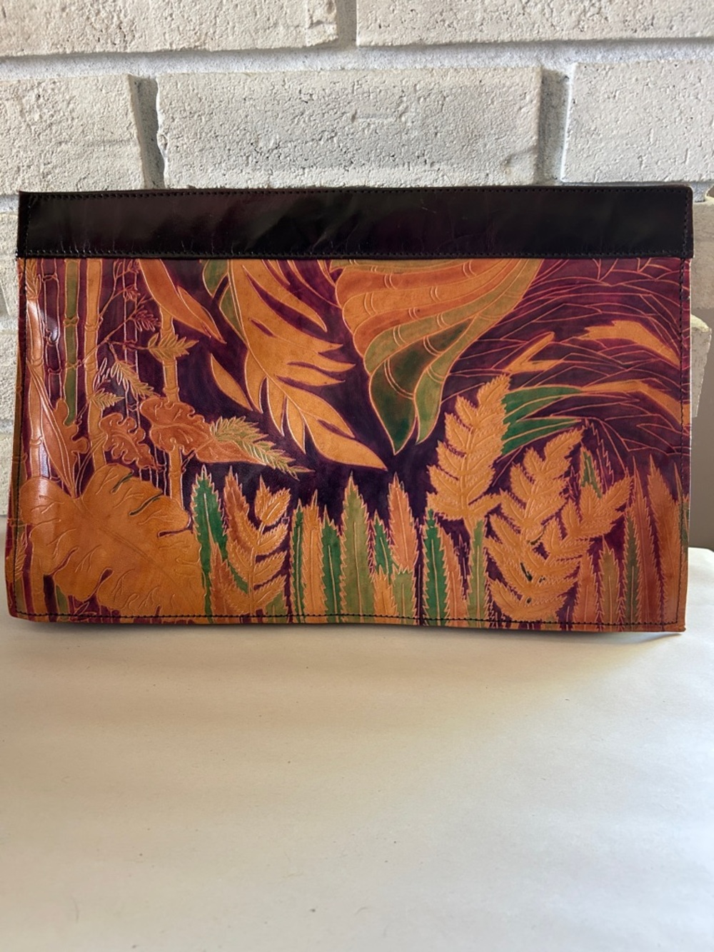Vintage Valerie Stephen’s Tropical-Tiger Leather Clutch Purse